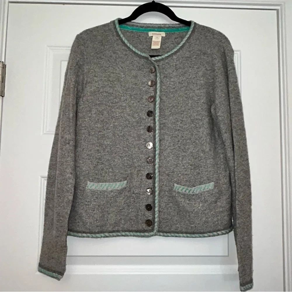 Sundance Extra Fine Merino Wool Button Front Cardigan Sweater